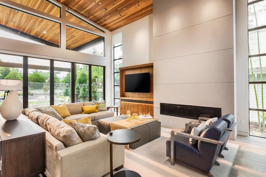 A living space featuring smart home automation solutions.